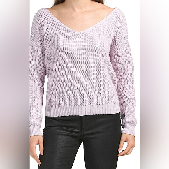 Jessica Simpson Twist Back Pearl Sweater - Picture 2 of 7